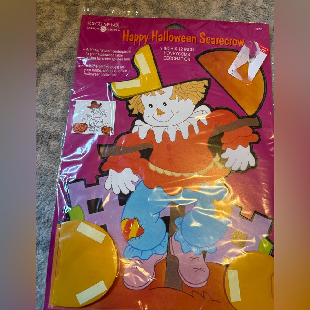 Happy Halloween Scarecrow Vintage Die Cut/Accordion Table Centerpiece